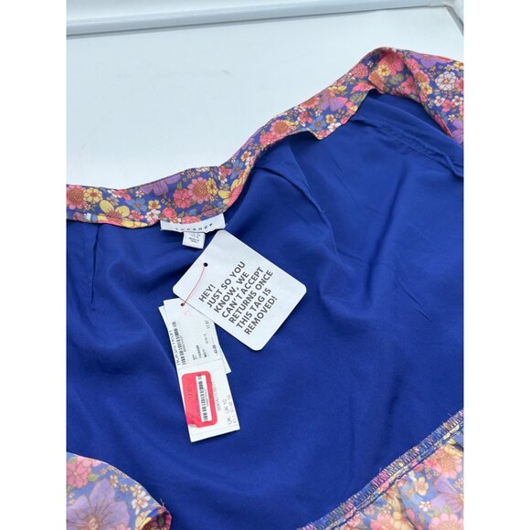 Topshop Floral Wrap Mini Skirt With Ruffle Hem, Purple/Multicolor, Sz. 6 - Picture 8 of 11